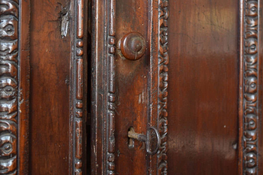 Carved Walnut 4-Door Credenza