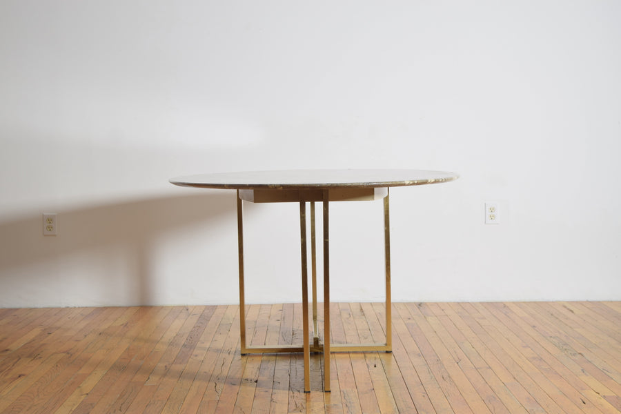 Marble and Chrome/Brass Plate Dining or Center Table