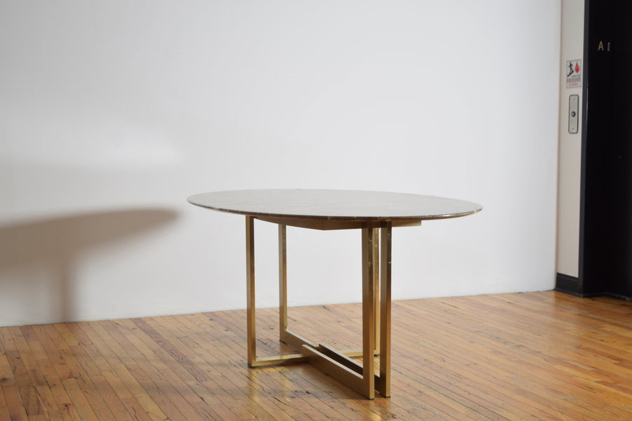 Marble and Chrome/Brass Plate Dining or Center Table