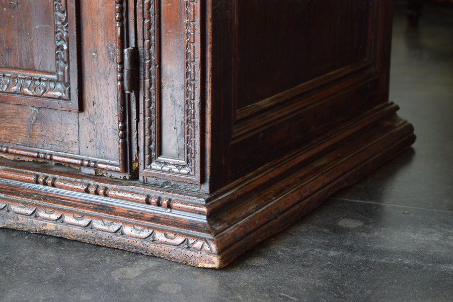 Carved Walnut 4-Door Credenza