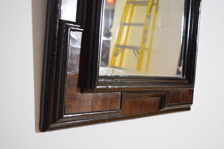 Walnut Veneered, Ebonized, and Molded Mirror