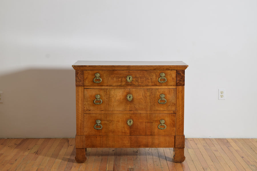 Light Walnut 3-Drawer Brass Mounted Commode