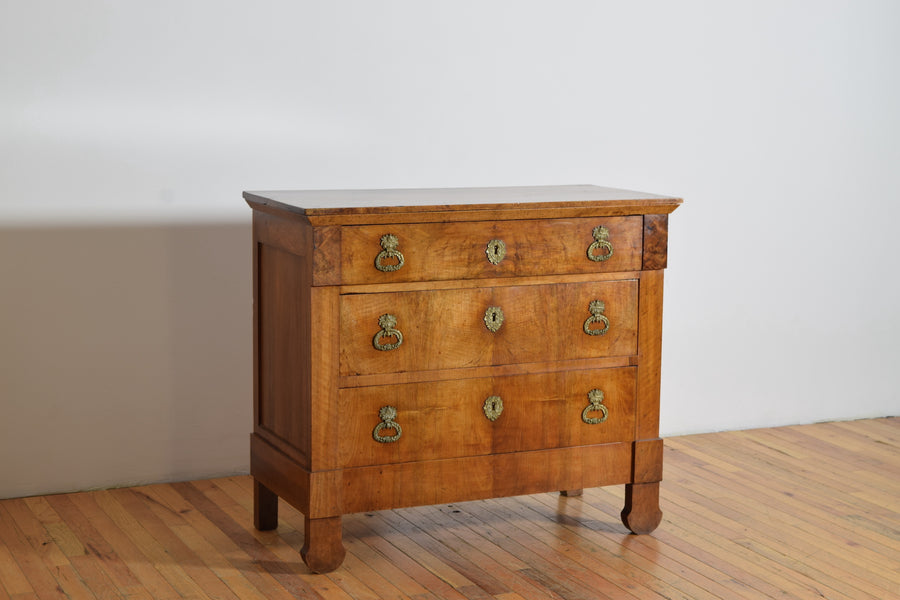 Light Walnut 3-Drawer Brass Mounted Commode