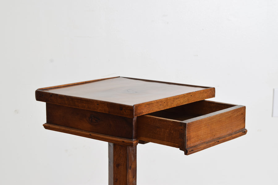 Walnut 1-Drawer Pedestal Table