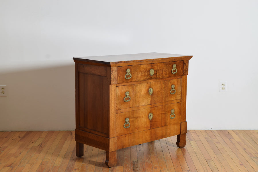 Light Walnut 3-Drawer Brass Mounted Commode
