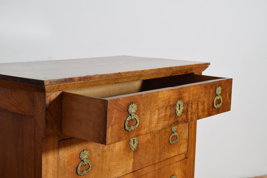 Light Walnut 3-Drawer Brass Mounted Commode