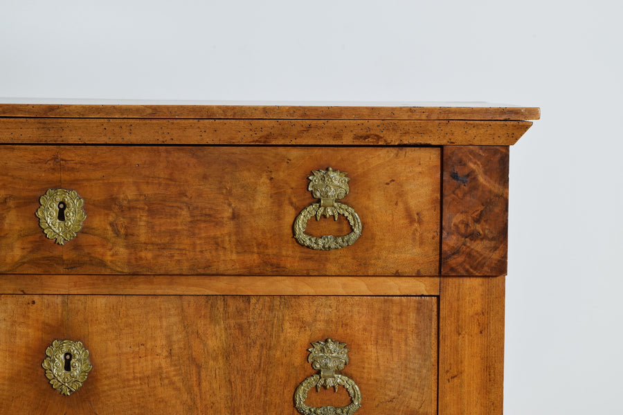 Light Walnut 3-Drawer Brass Mounted Commode