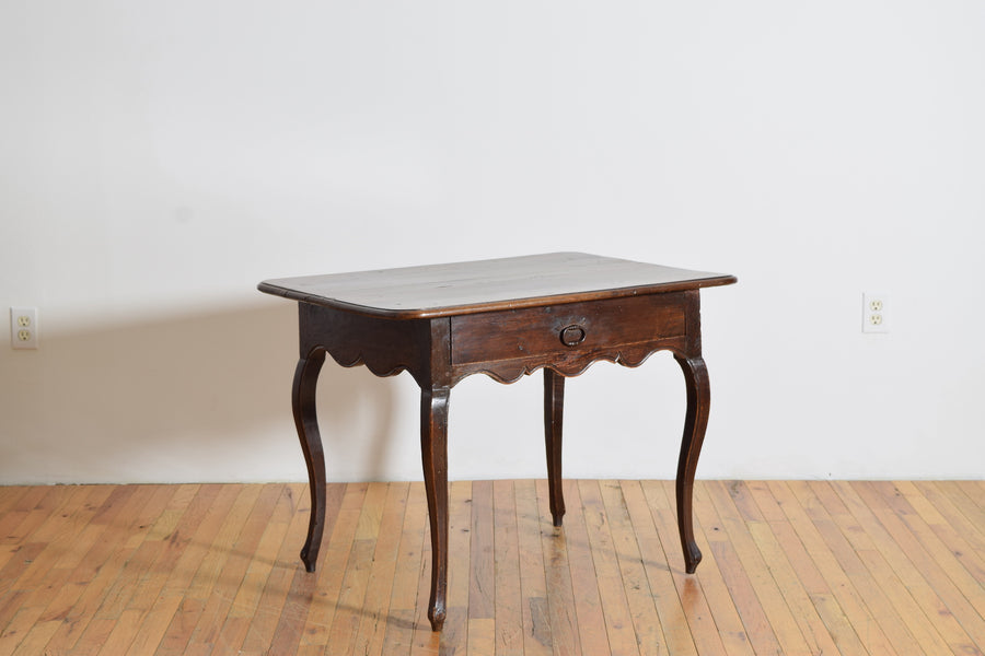 Shaped Walnut 1-Drawer Table