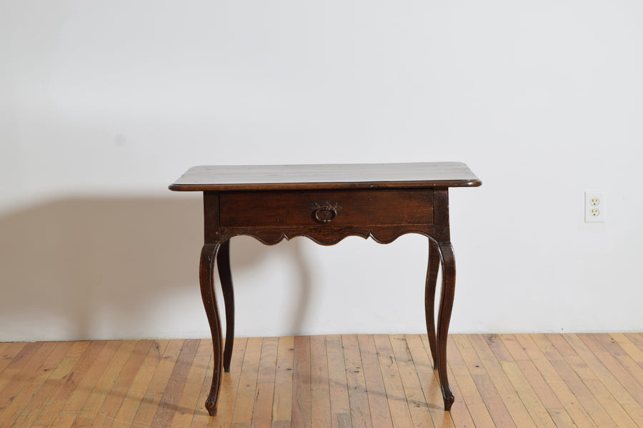 Shaped Walnut 1-Drawer Table