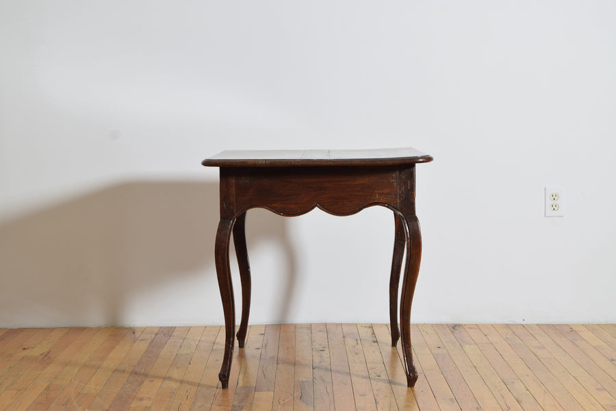 Shaped Walnut 1-Drawer Table