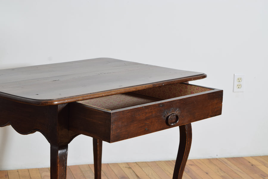 Shaped Walnut 1-Drawer Table