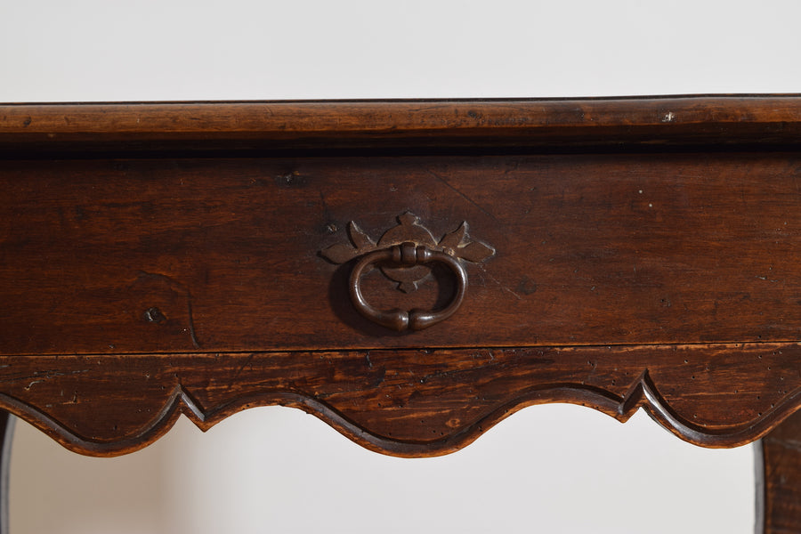 Shaped Walnut 1-Drawer Table