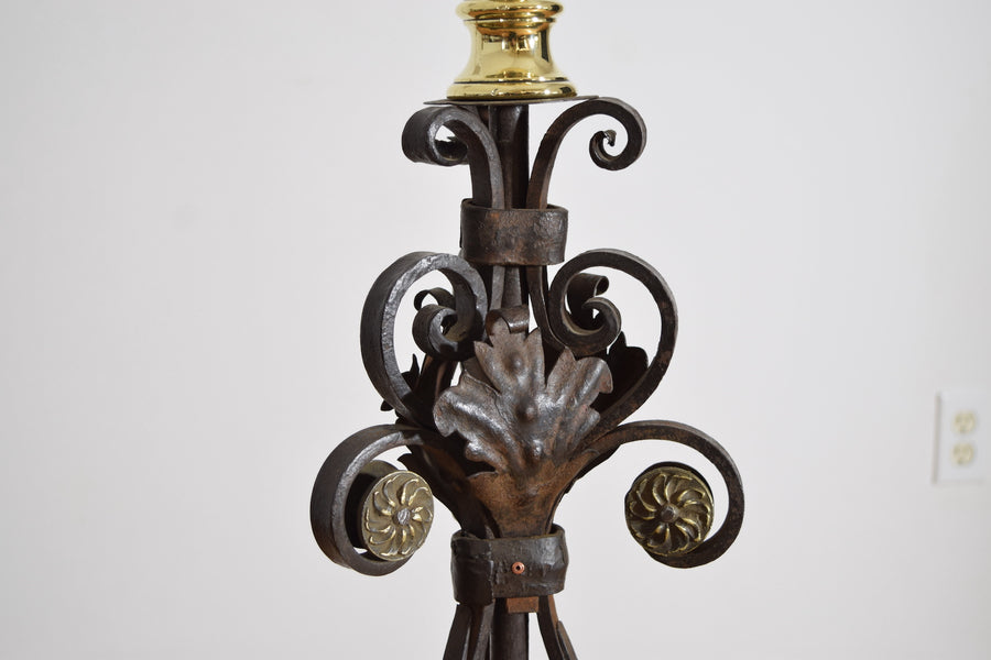 Wrought Iron and Brass Floor Lamp