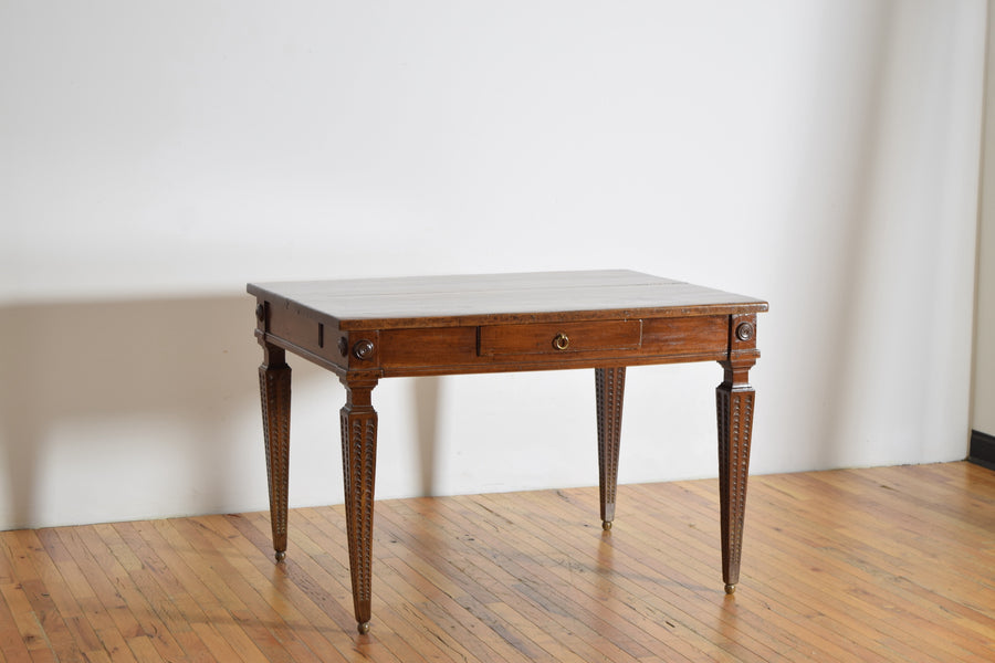 Carved Walnut 1-Drawer Center Table