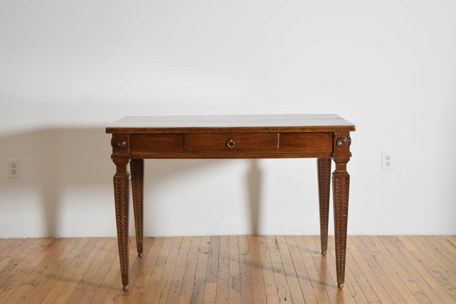 Carved Walnut 1-Drawer Center Table