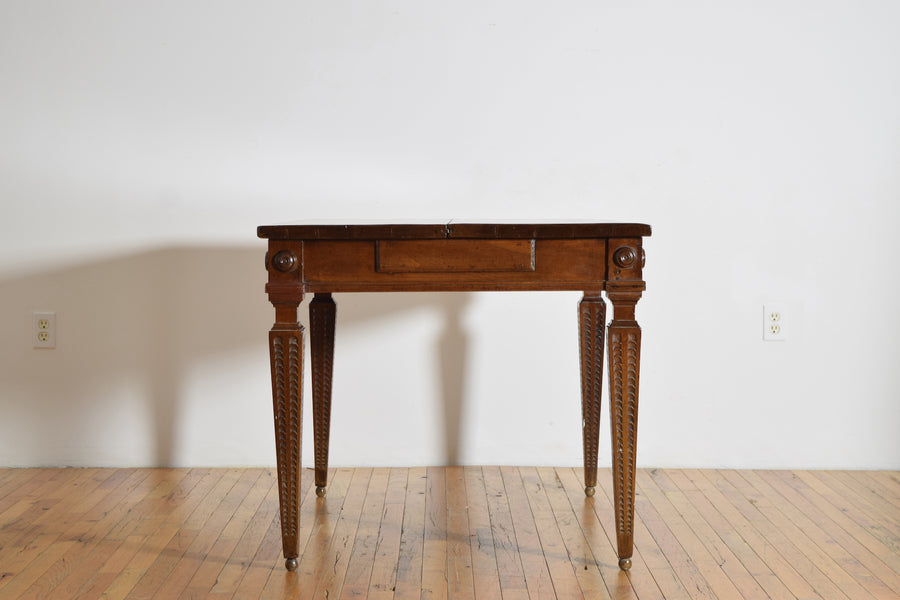 Carved Walnut 1-Drawer Center Table