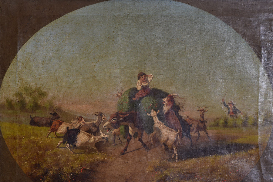 Oil on Canvas, Donkey Chase