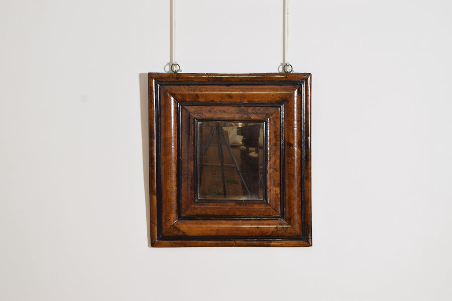 Burl Walnut Veneered Cushion-Form Mirror