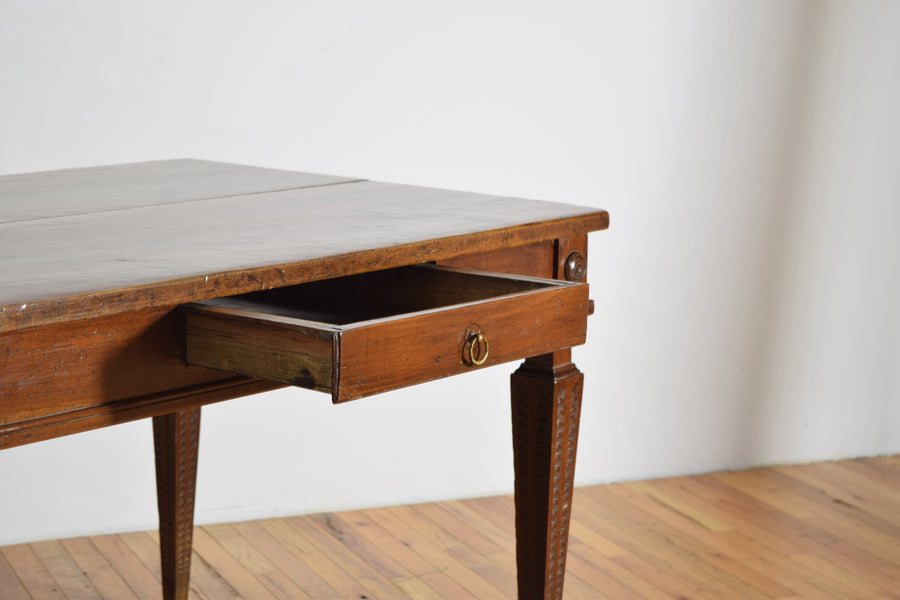 Carved Walnut 1-Drawer Center Table