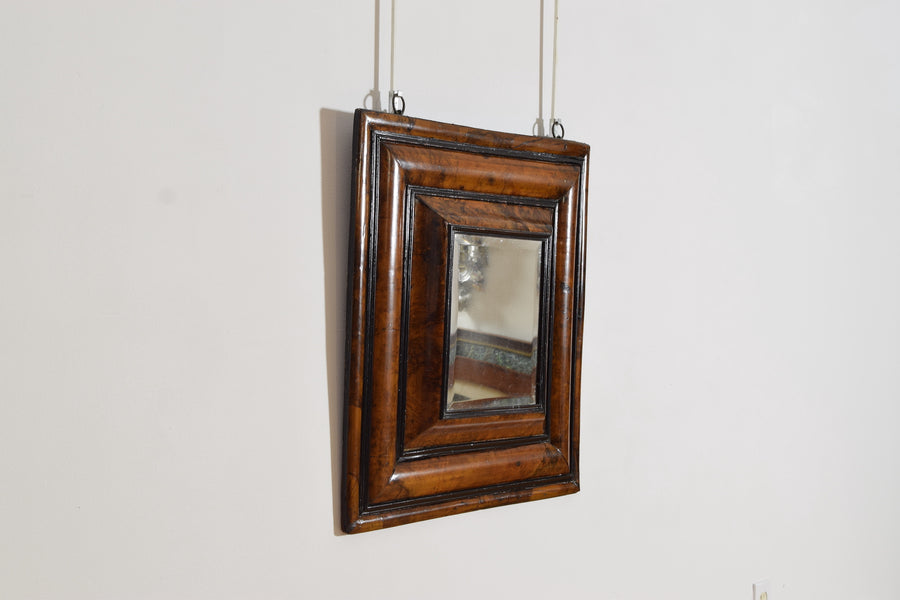 Burl Walnut Veneered Cushion-Form Mirror