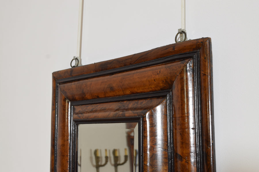 Burl Walnut Veneered Cushion-Form Mirror