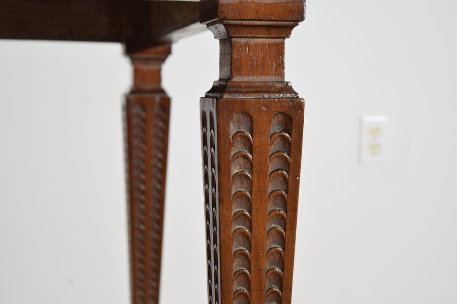 Carved Walnut 1-Drawer Center Table