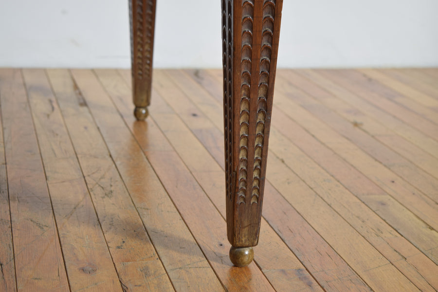 Carved Walnut 1-Drawer Center Table