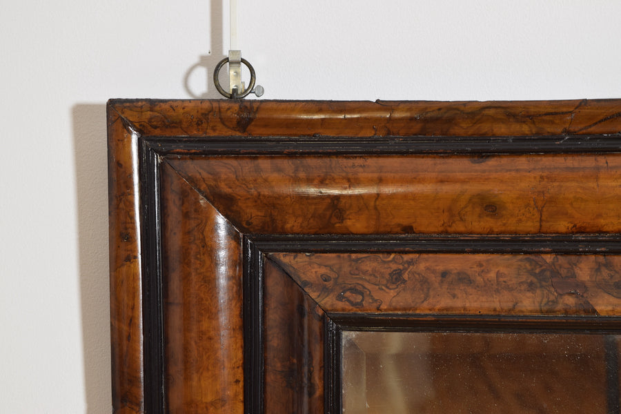 Burl Walnut Veneered Cushion-Form Mirror