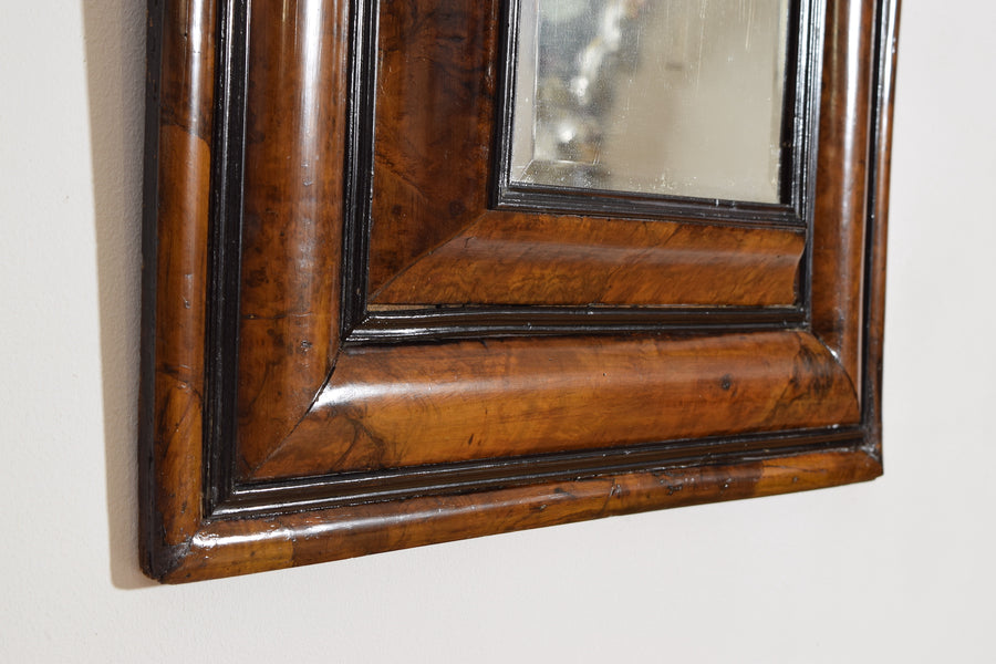 Burl Walnut Veneered Cushion-Form Mirror