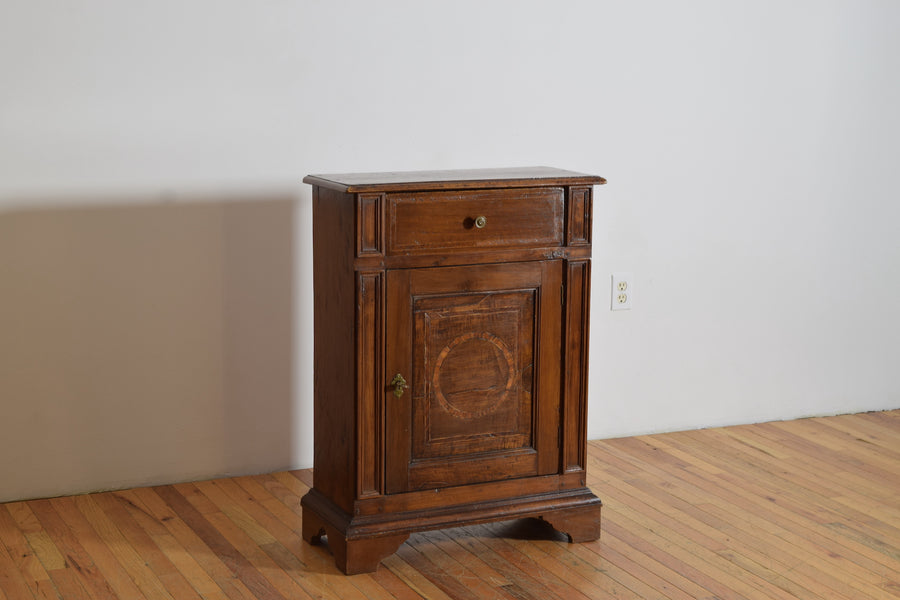 Walnut and Inlaid 1-Drawer, 1-Door Credenza