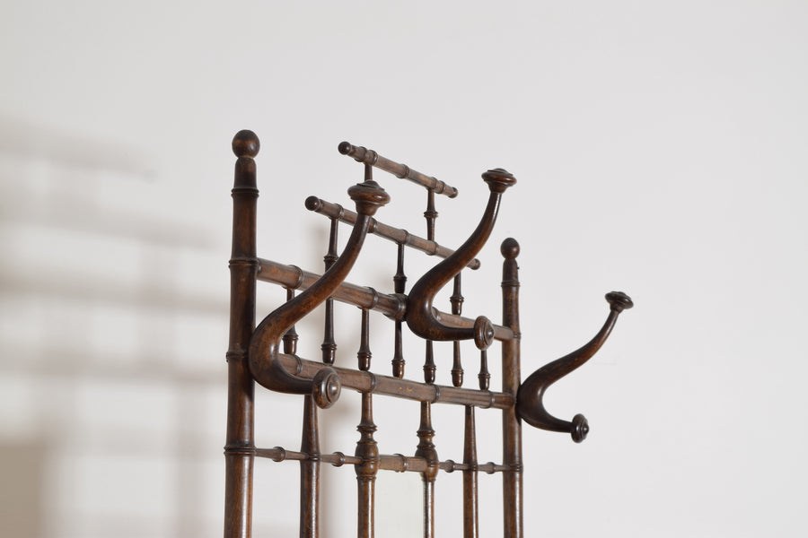 Walnut Faux Bamboo Hall Tree with Umbrella Stand