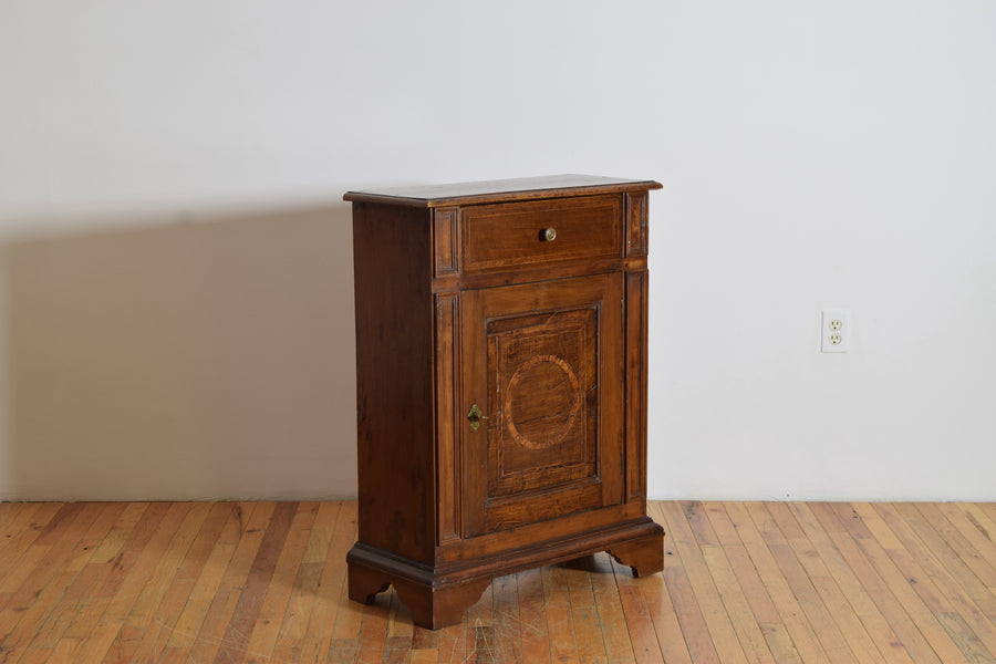 Walnut and Inlaid 1-Drawer, 1-Door Credenza