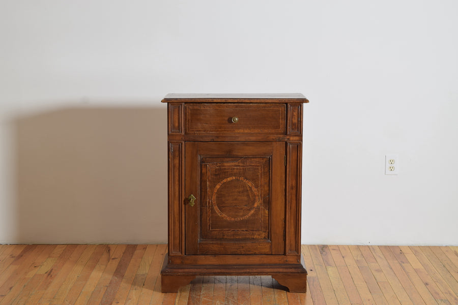 Walnut and Inlaid 1-Drawer, 1-Door Credenza