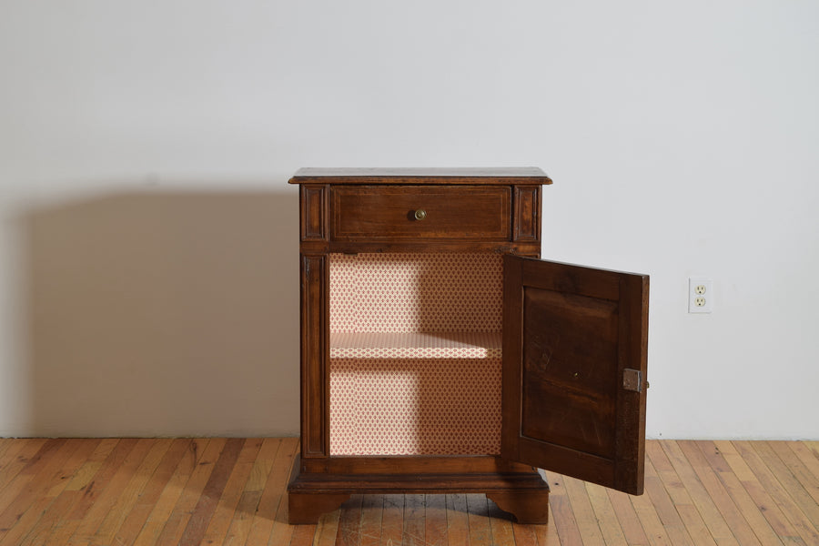 Walnut and Inlaid 1-Drawer, 1-Door Credenza