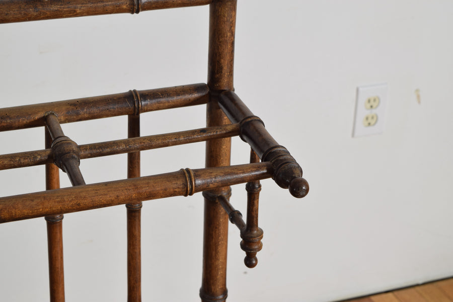 Walnut Faux Bamboo Hall Tree with Umbrella Stand