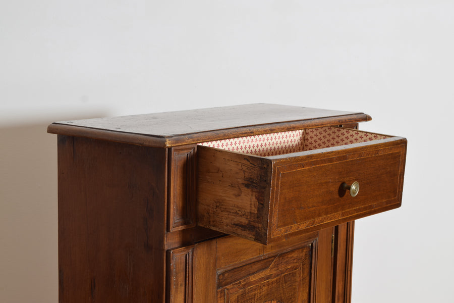 Walnut and Inlaid 1-Drawer, 1-Door Credenza