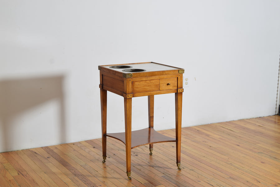 Walnut, Brass, Marble, and Zinc Rafraichissoir