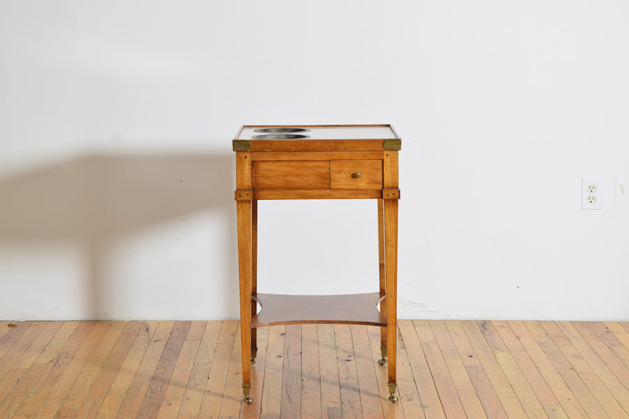 Walnut, Brass, Marble, and Zinc Rafraichissoir