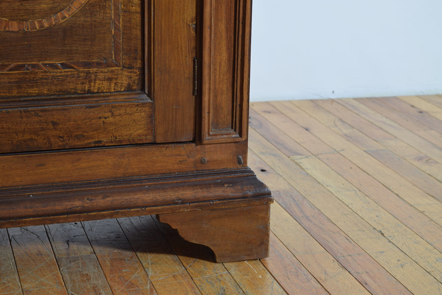 Walnut and Inlaid 1-Drawer, 1-Door Credenza