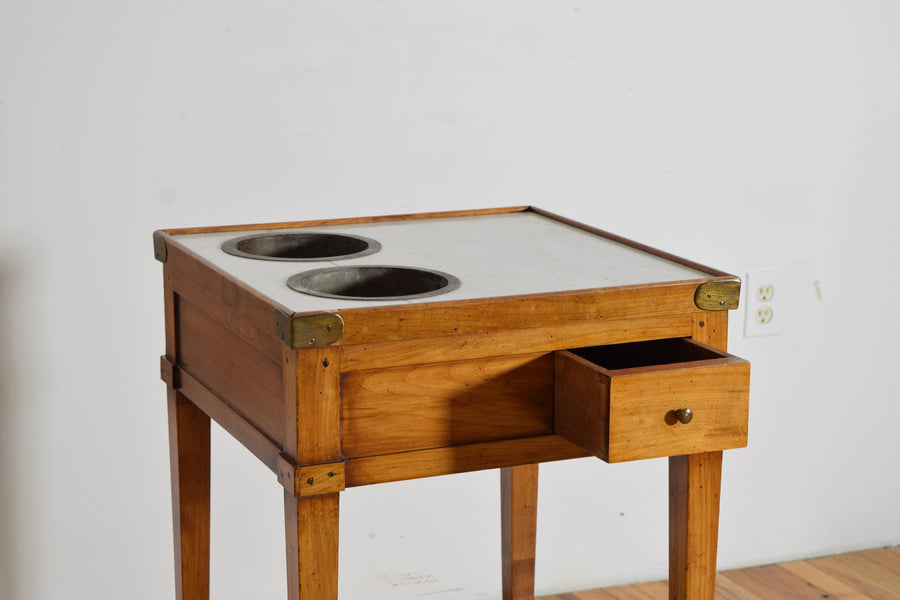 Walnut, Brass, Marble, and Zinc Rafraichissoir