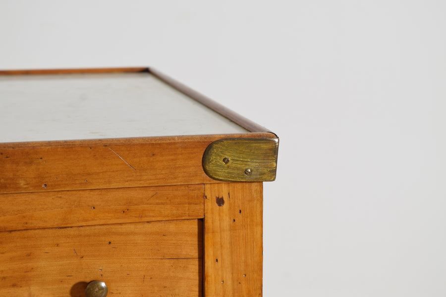 Walnut, Brass, Marble, and Zinc Rafraichissoir