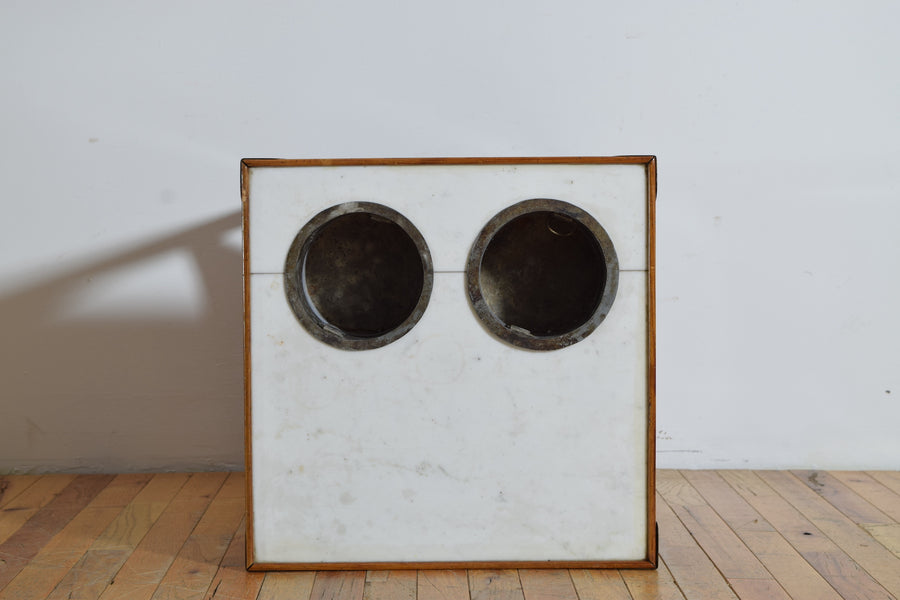 Walnut, Brass, Marble, and Zinc Rafraichissoir