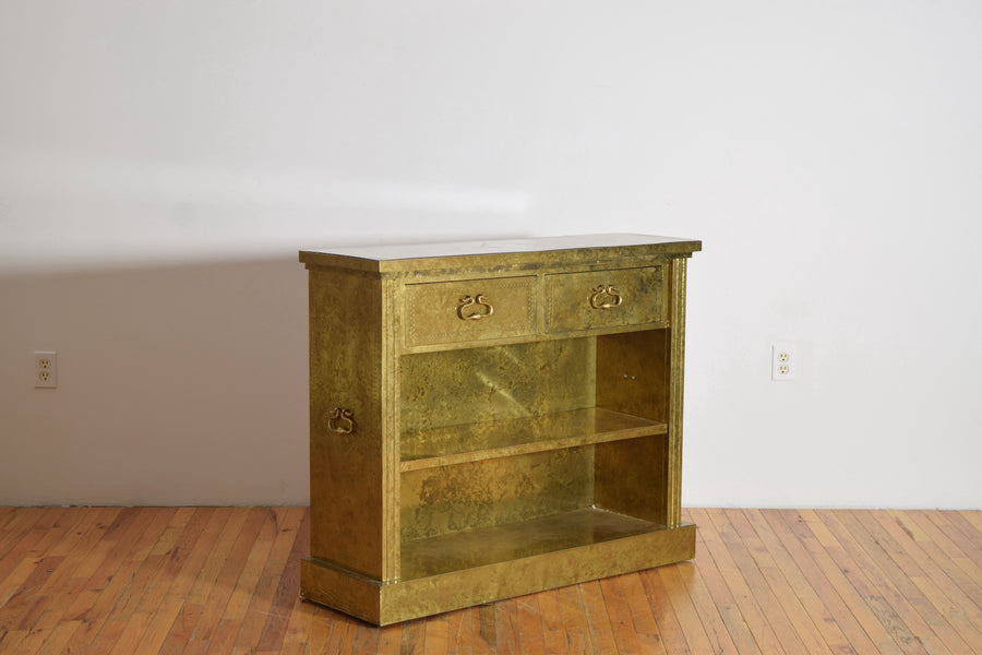 Brass 2-Drawer Bookcase Cabinet