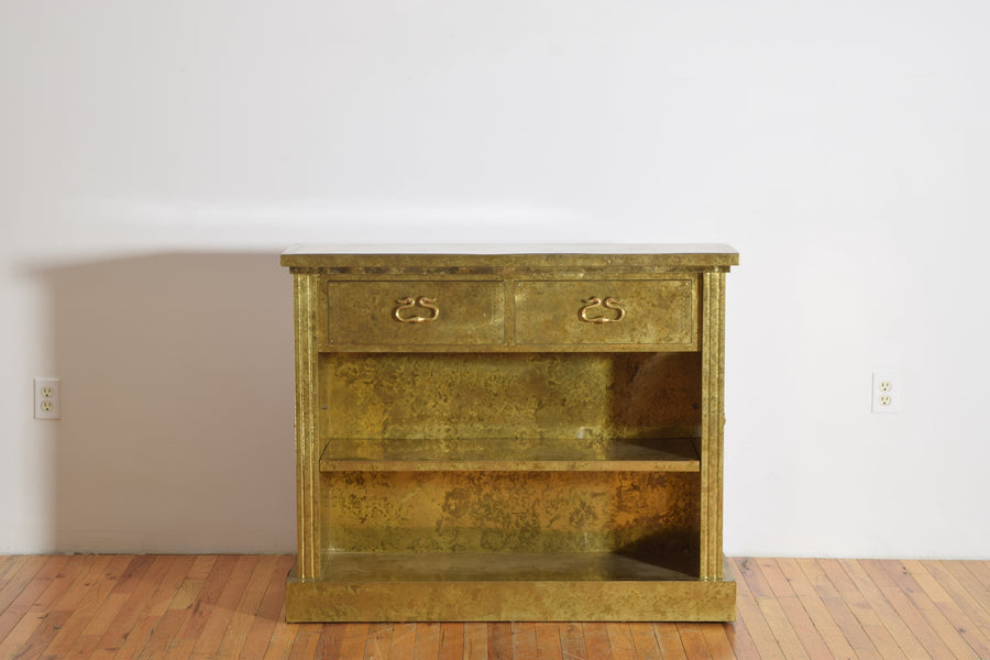 Brass 2-Drawer Bookcase Cabinet