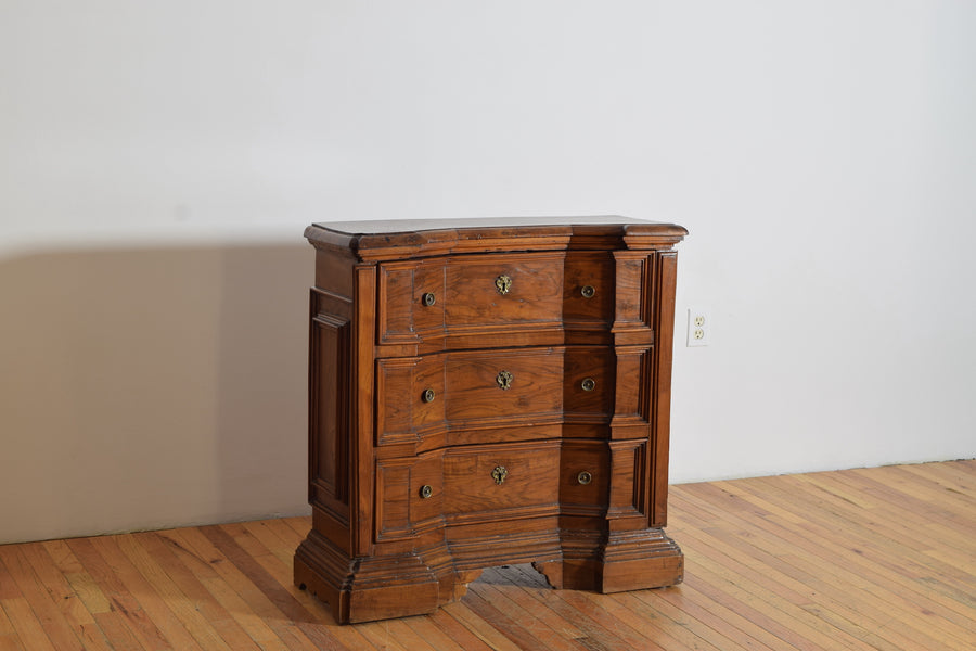 Canted Walnut 3-Drawer Commode
