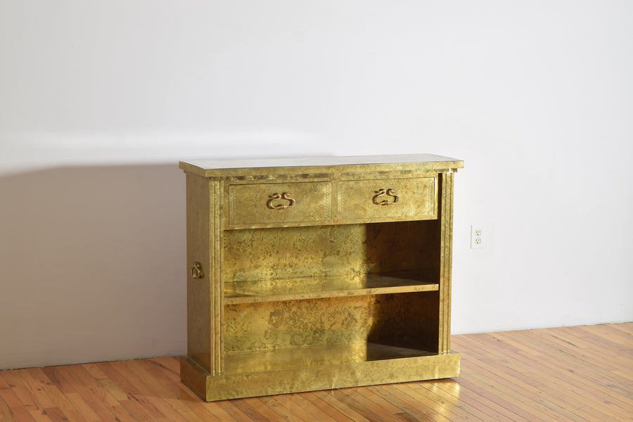 Brass 2-Drawer Bookcase Cabinet
