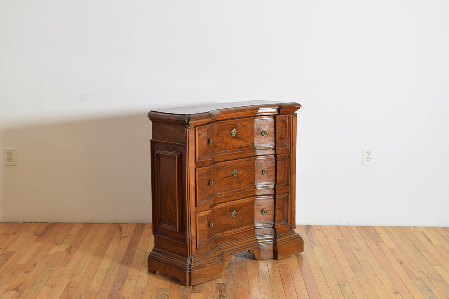 Canted Walnut 3-Drawer Commode