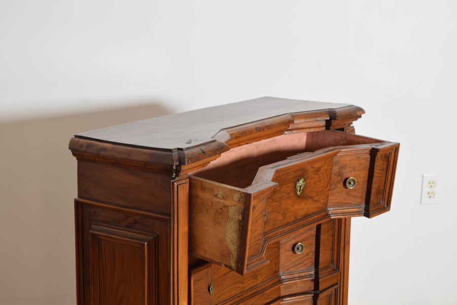 Canted Walnut 3-Drawer Commode