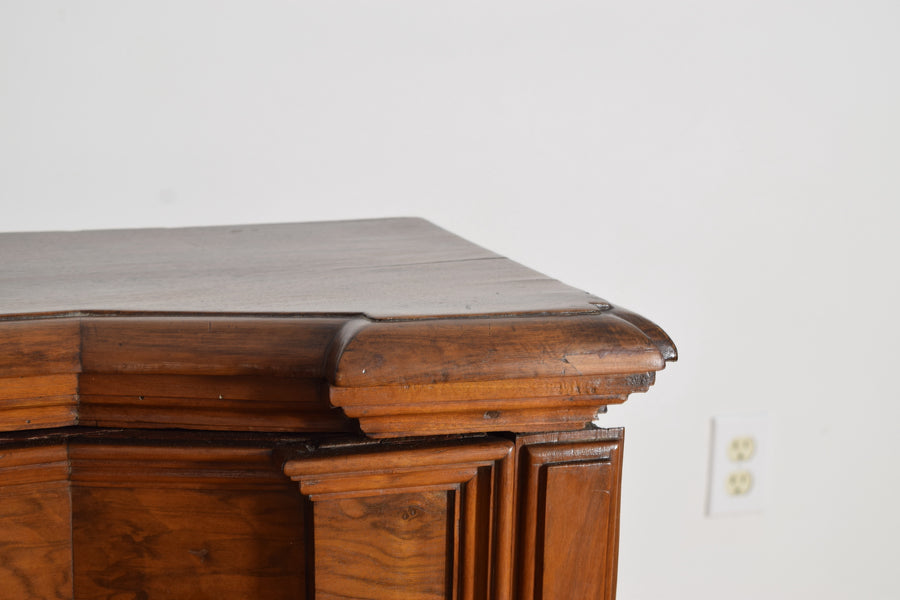 Canted Walnut 3-Drawer Commode