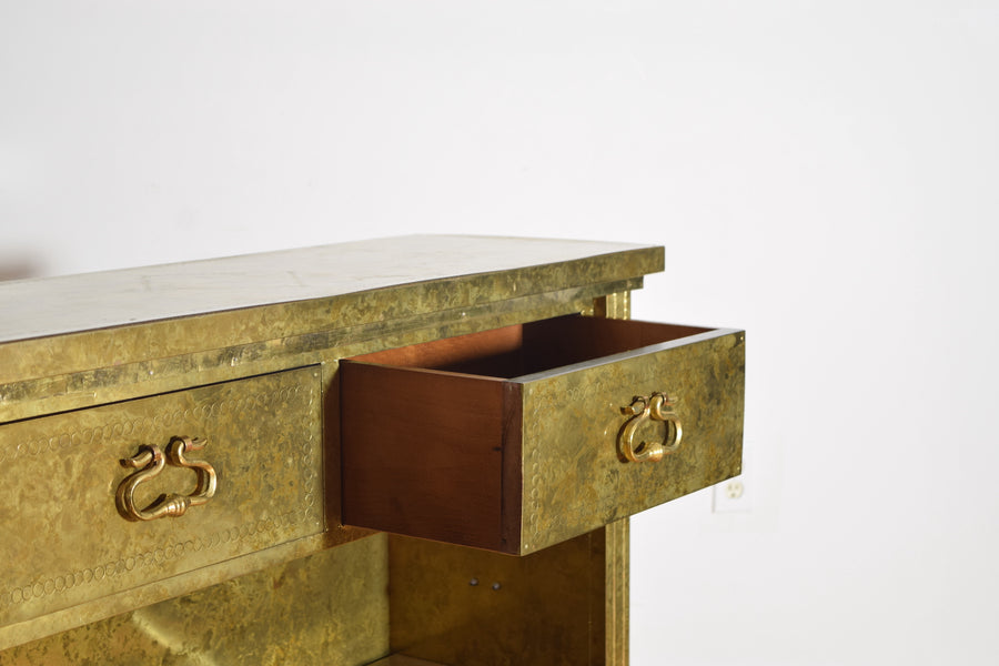 Brass 2-Drawer Bookcase Cabinet